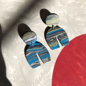 Polymer Clay Arch Earrings with Hypoallergenic Steel Posts